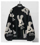 Bunny Pattern Knit Japanese Sweatshirt - 2XL