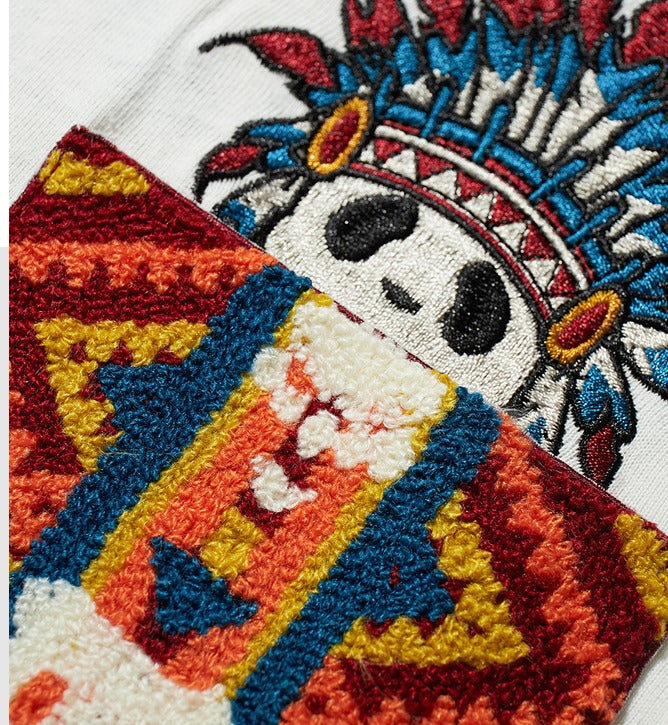Indiana Panda Embroidered Japanese T Shirt - XL