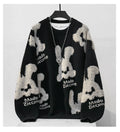 Bunny Pattern Knit Japanese Sweatshirt - Medium