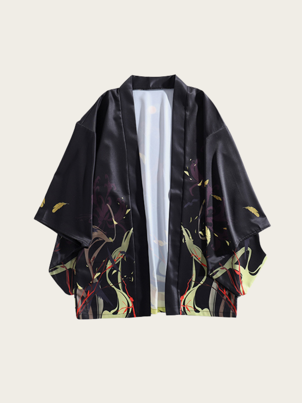 Mystic Feather Kimono Jacket – Abstract Branch & Shadow Design