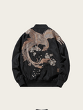 Embroidered Phoenix Bomber Jacket – Mythical Elegance in Black