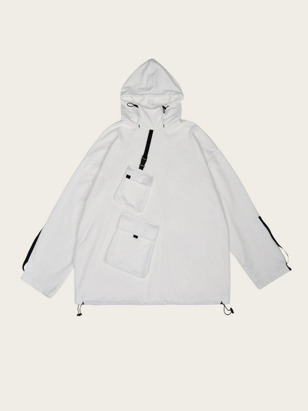 White jacket with black accents on a white background