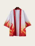 White Flame-Gradient Kimono Cardigan – Anime-Inspired
