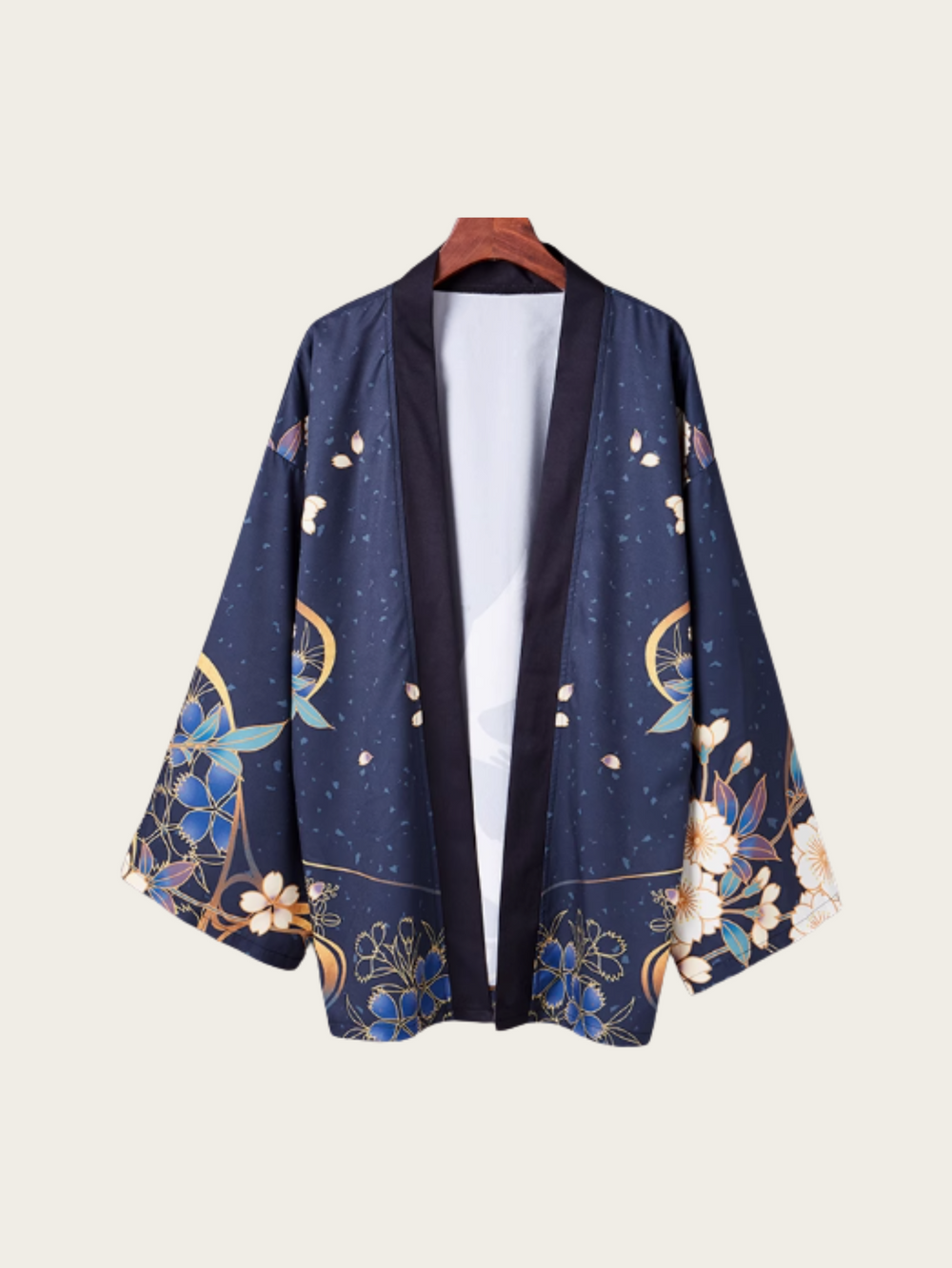 Night-Flight Crane Kimono Jacket – Midnight-Blue Haori