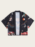 Mythical Crane & Dragon Kimono Jacket – Celestial Wave Pattern