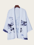 White Ink-Wash Dragon Kimono Jacket – Minimalist Haori