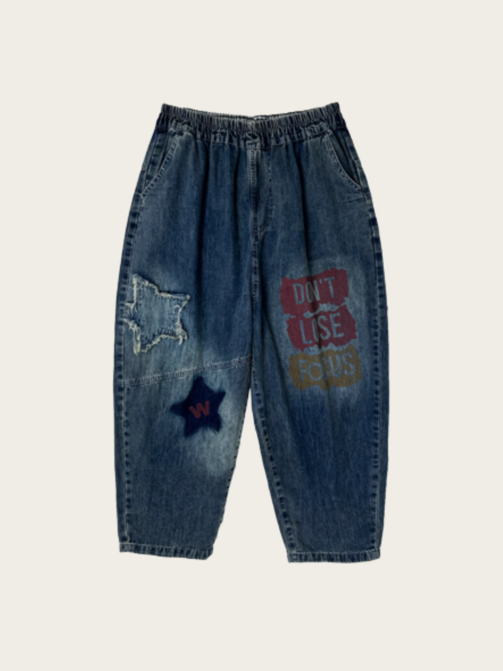 DON'T LOSE FOCUS Patchwork Denim Pants