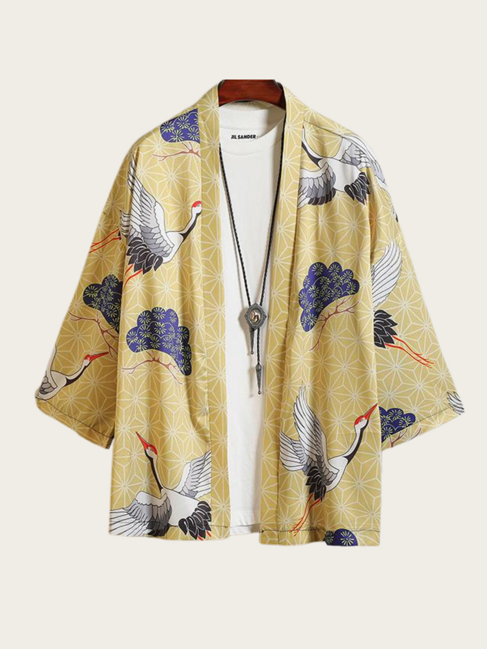 Japanese Kimono Cardigan – Crane & Pine Pattern (Unisex)