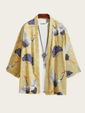 Japanese Kimono Cardigan – Crane & Pine Pattern (Unisex)