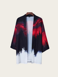 Red Moon Forest Kimono – Dark Aesthetic Unisex Haori with Night Sky Print