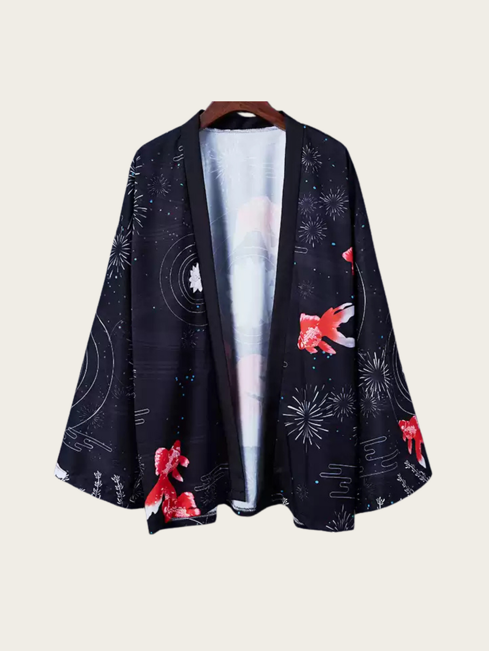 Koi & Fireworks Night-Sky Kimono Cardigan – Unisex