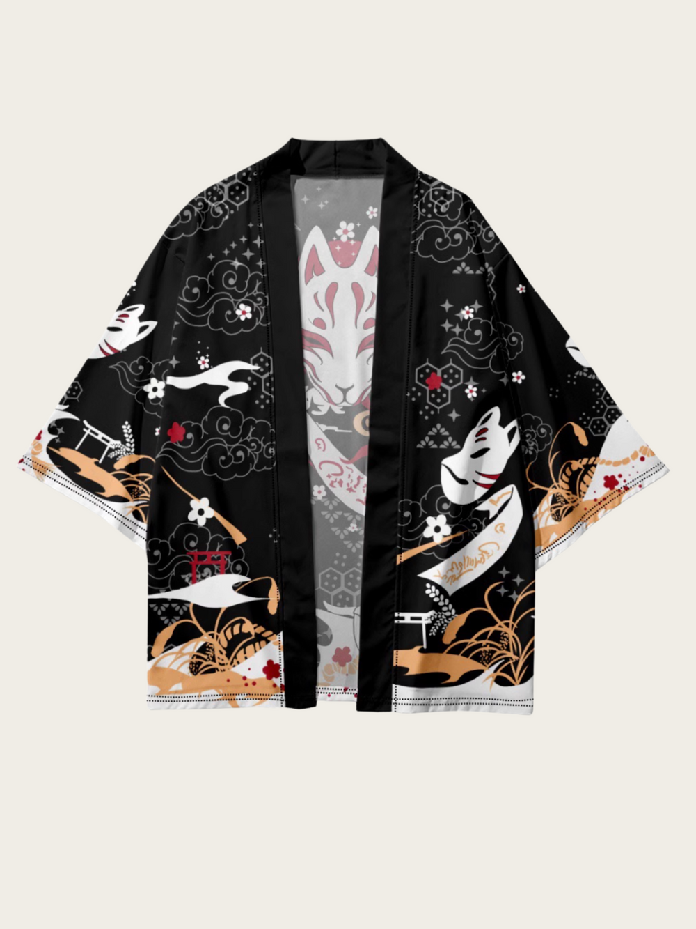 Kitsune Flame Japanese Kimono Cardigan