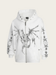 White hoodie with black dragon design on a white background