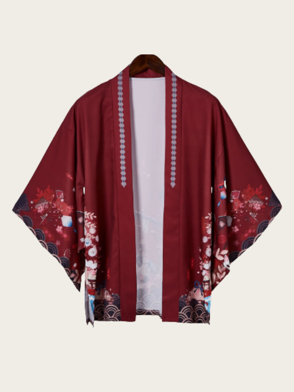 Sakura Landscape Kimono Jacket – Open-Front Drape