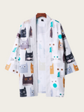 Whimsical Cat Parade Kimono Cardigan