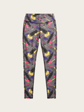 Leggings with colorful abstract pattern on a light gray background