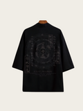 Black Eight Trigrams Kimono Jacket – Minimalist Taoist Haori Cardigan