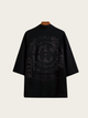 Black Eight Trigrams Kimono Jacket – Minimalist Taoist Haori Cardigan