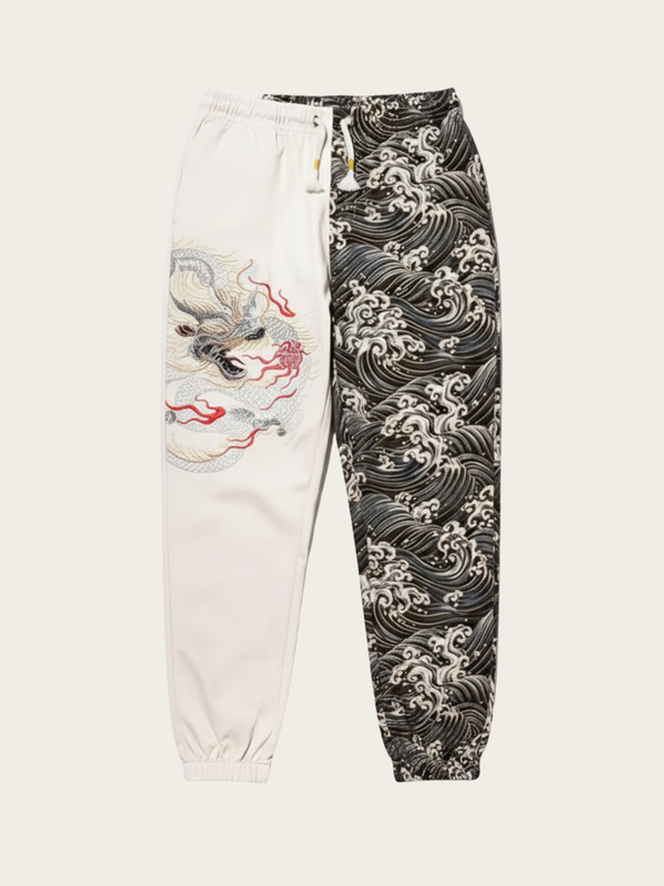 Men's Embroidered Dragon Linen – Tapered Comfort