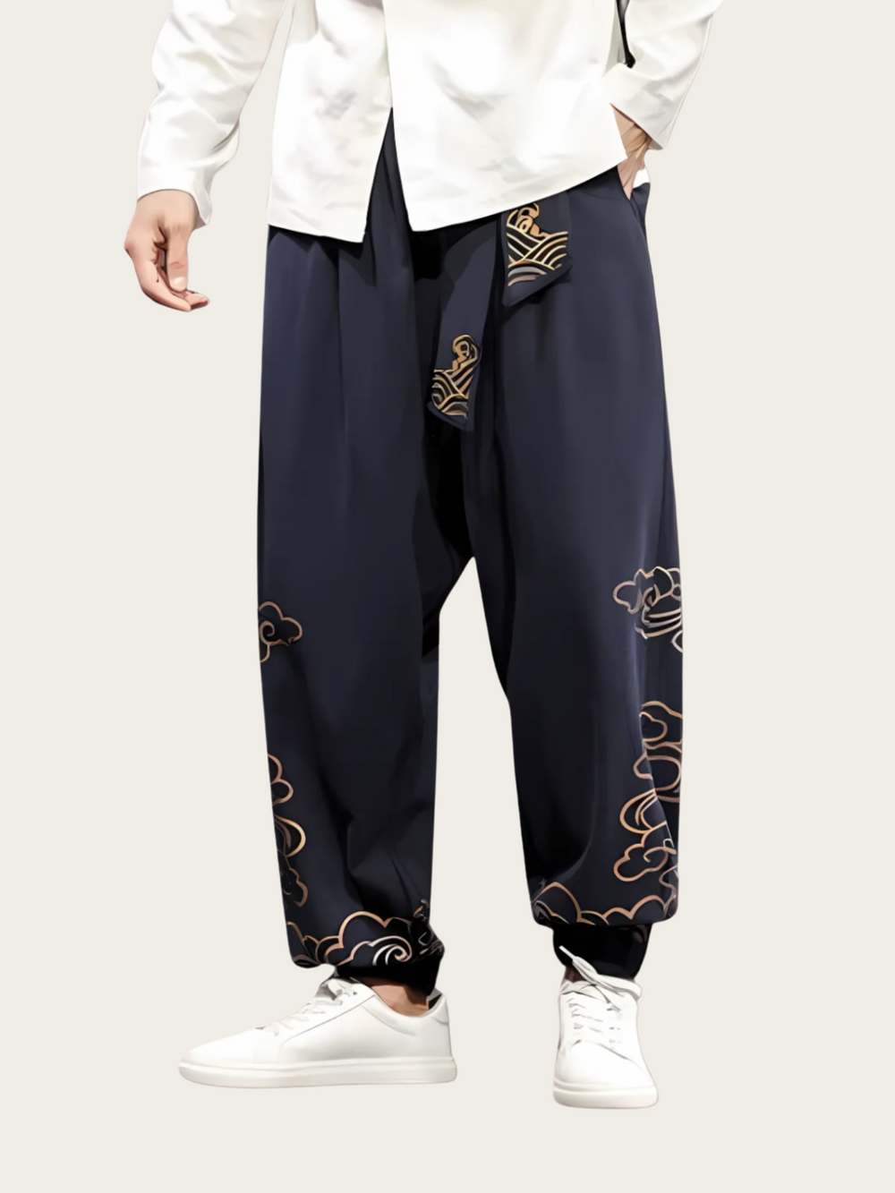 Cloud-Patterned Relaxed Fit Pants in Multiple Colors – Ankle-Length