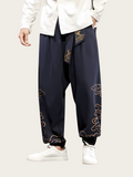 Cloud-Patterned Relaxed Fit Pants in Multiple Colors – Ankle-Length