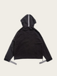 Black jacket with reflective stripes on a white background