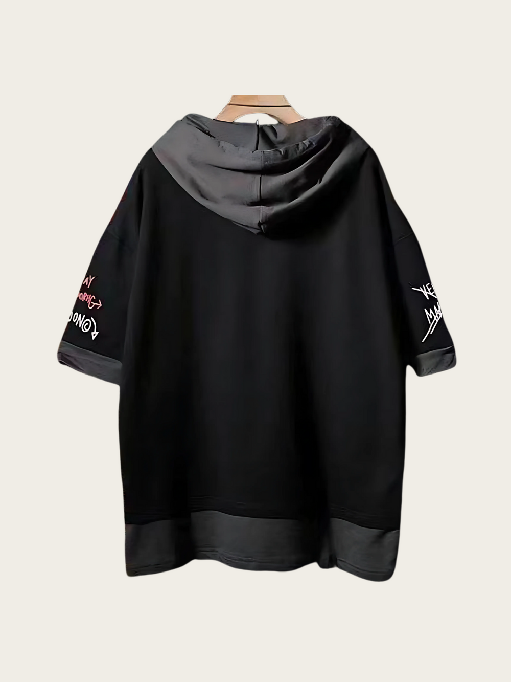 Black hoodie with gray hood and sleeves on a white background