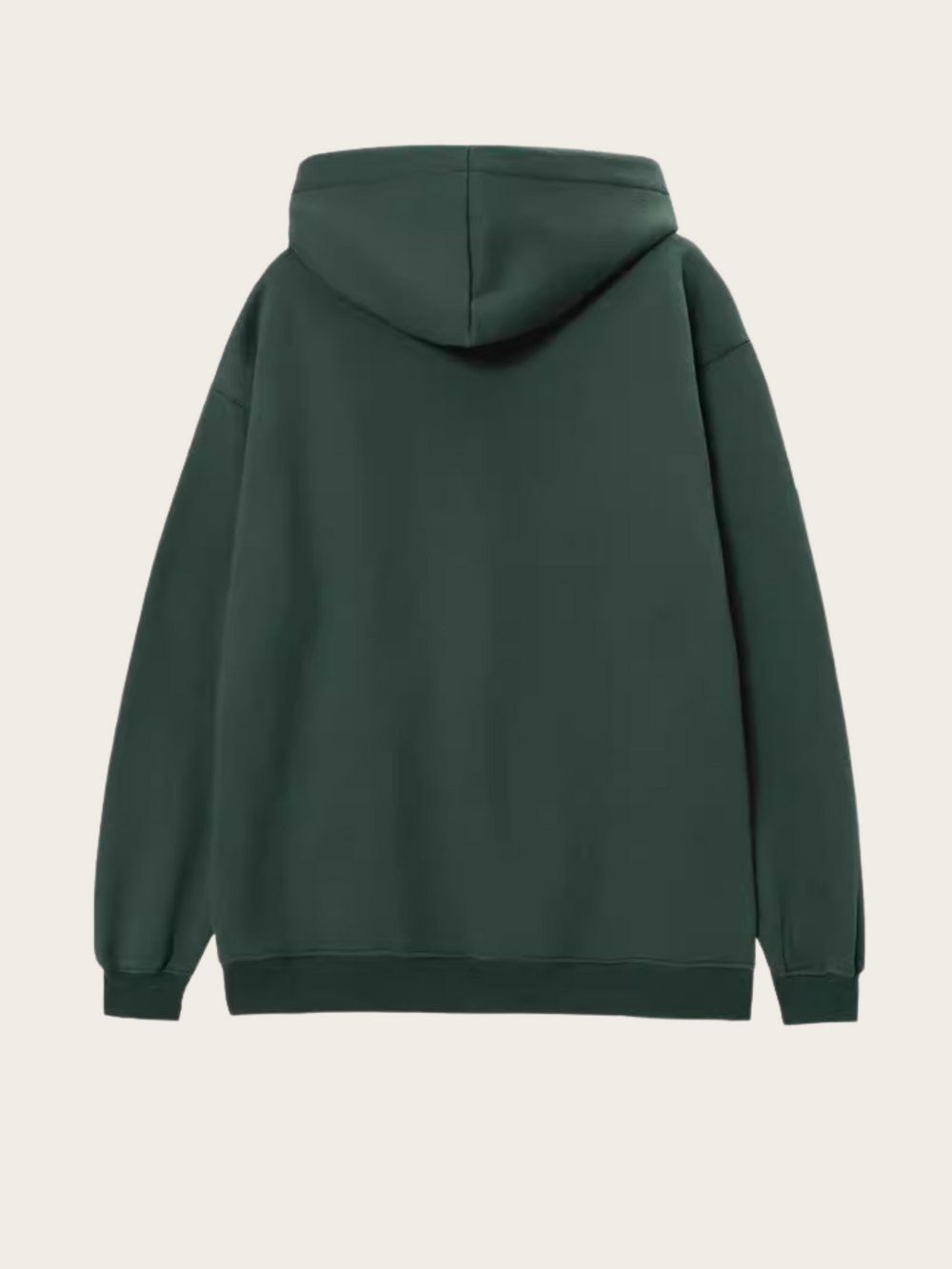 Green hoodie on a light beige background
