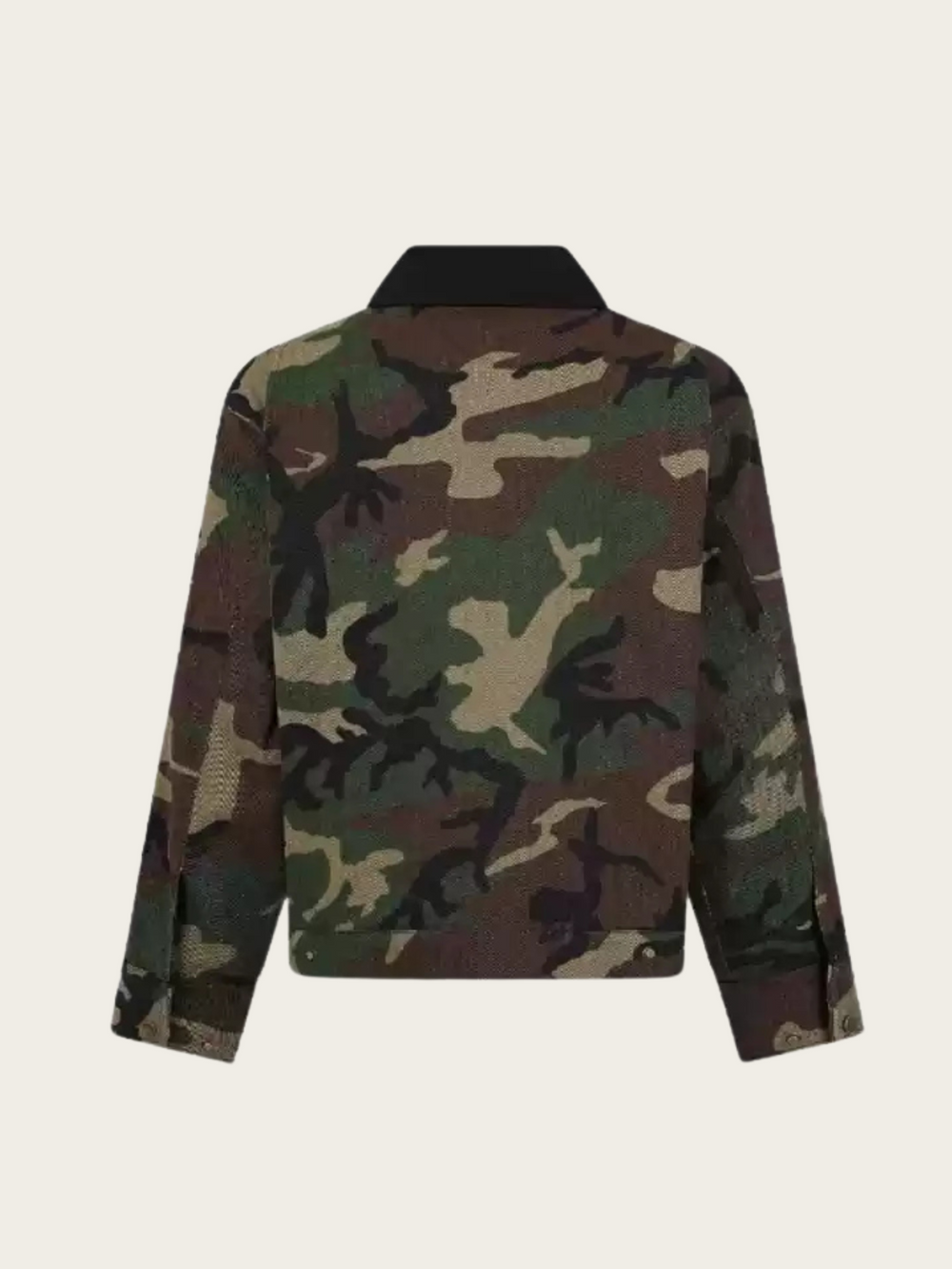 Camouflage jacket on a light gray background