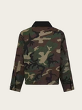 Camouflage jacket on a light gray background