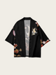 Crane Embroidered Black Kimono - – Crane