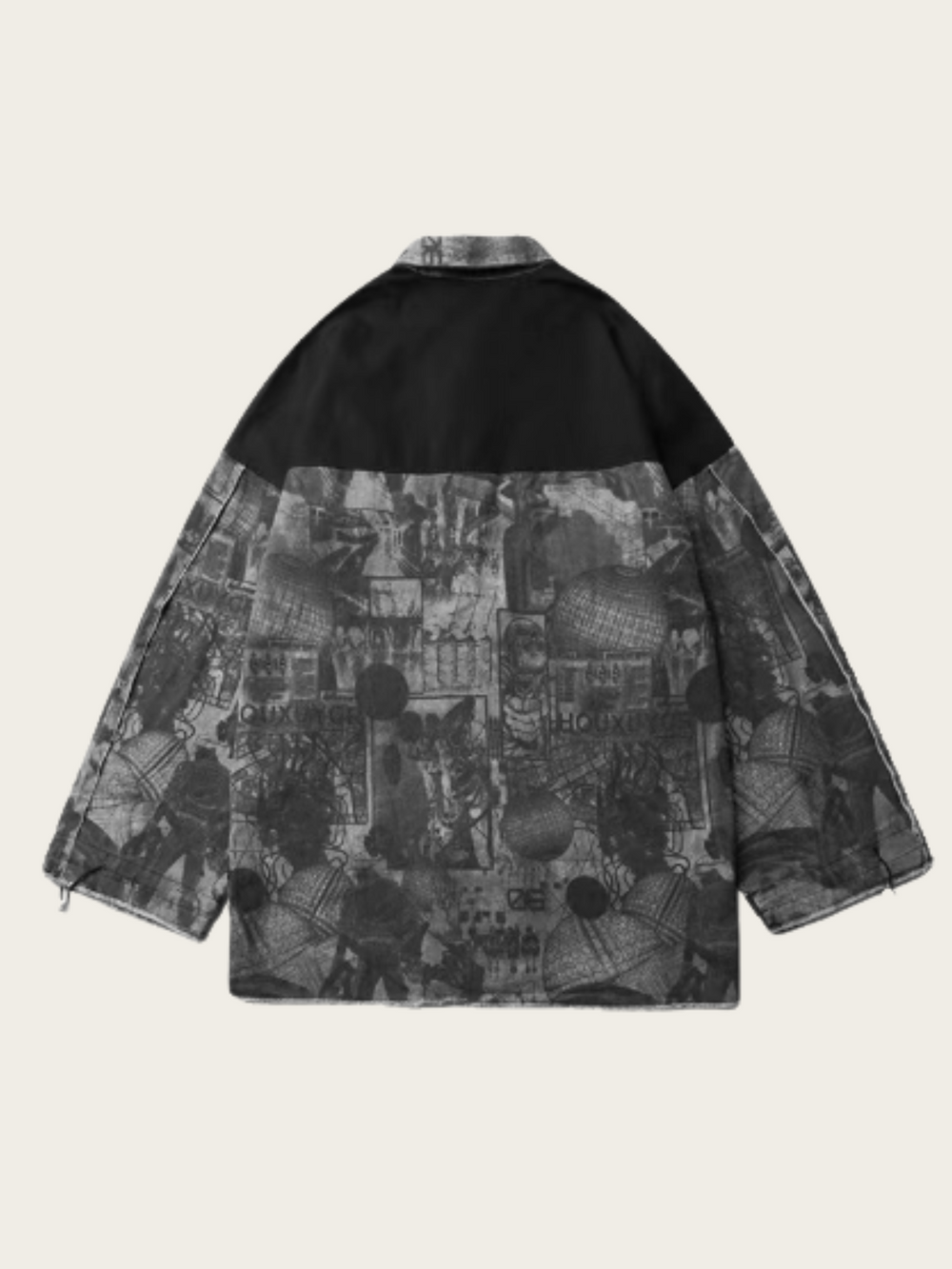 Black and gray patterned jacket on a white background