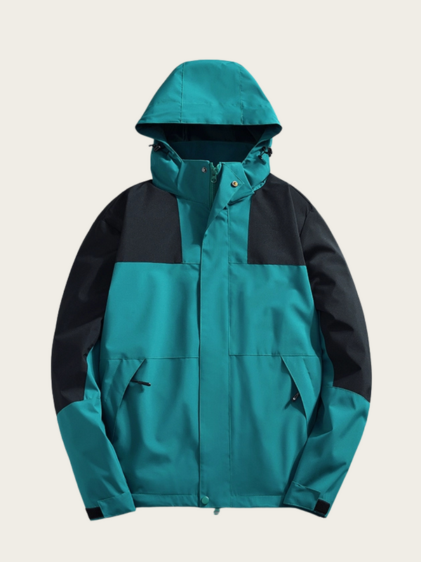 Men's Color Block Hooded Waterproof Outdoor Jacket
