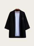 Black Eight Trigrams Kimono Jacket – Minimalist Taoist Haori Cardigan