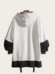 White and black hoodie on a mannequin against a white background