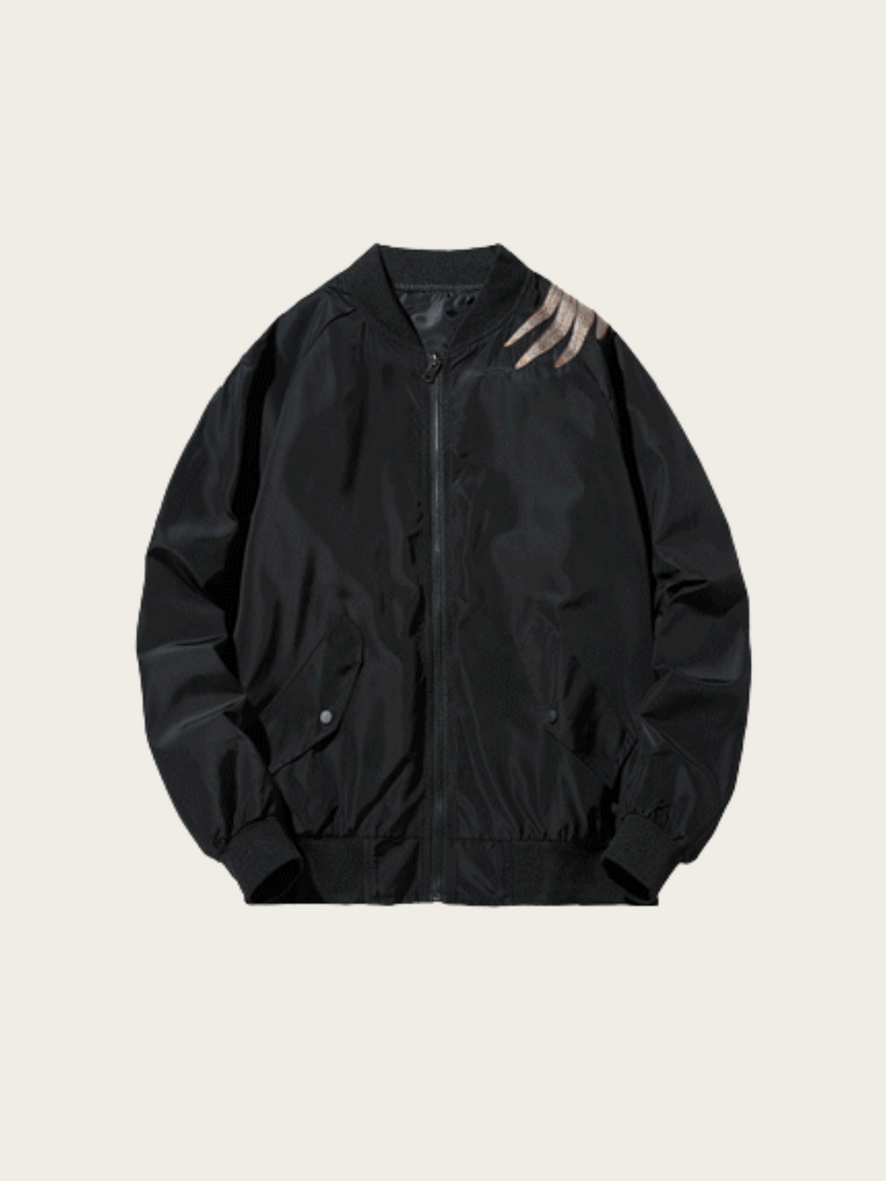 Embroidered Phoenix Bomber Jacket – Mythical Elegance in Black