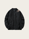 Embroidered Phoenix Bomber Jacket – Mythical Elegance in Black