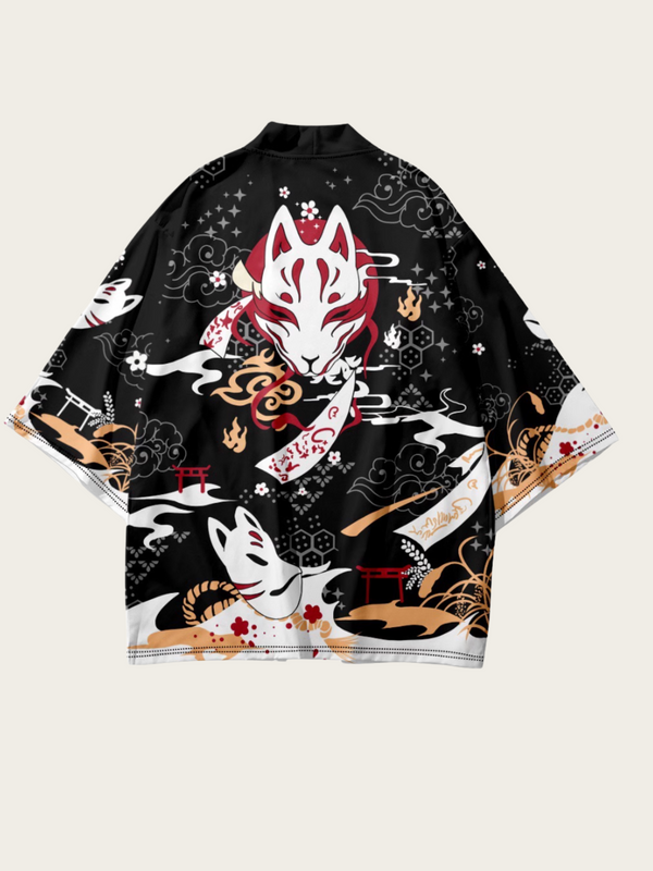 Kitsune Flame Japanese Kimono Cardigan