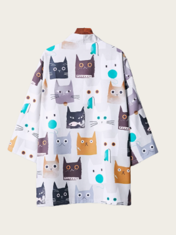 Whimsical Cat Parade Kimono Cardigan