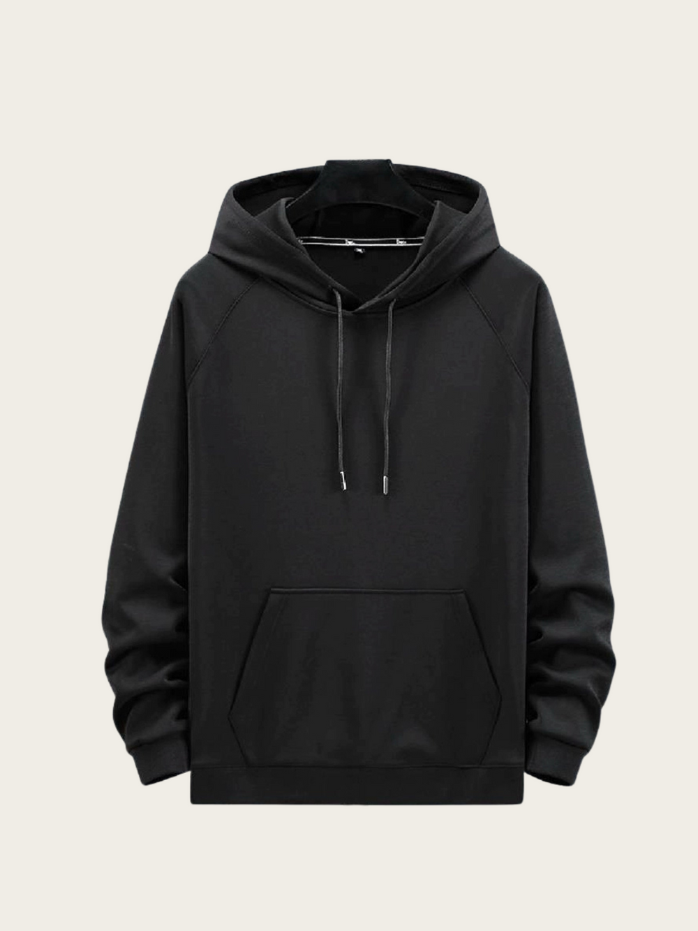 Black hoodie on a light gray background
