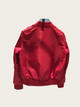 Red Satin Bomber Jacket with Embroidered Sleeves & Bee Patch