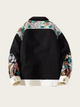 Black jacket with floral patterns on a white background