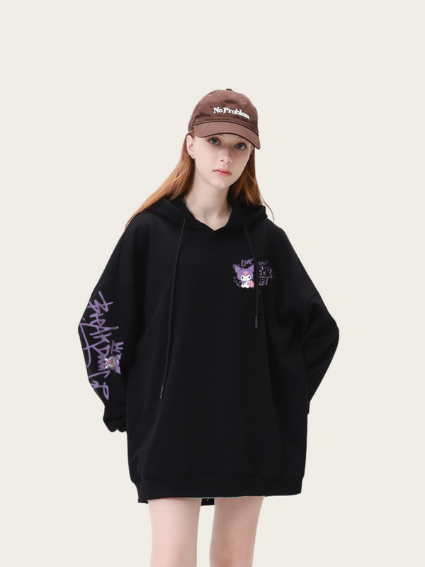 Street Style Oversized Graphic Hoodies - Pink, White, and Black