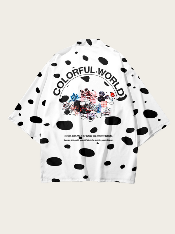 Colorful World Dalmatian Pattern Kimono Jacket