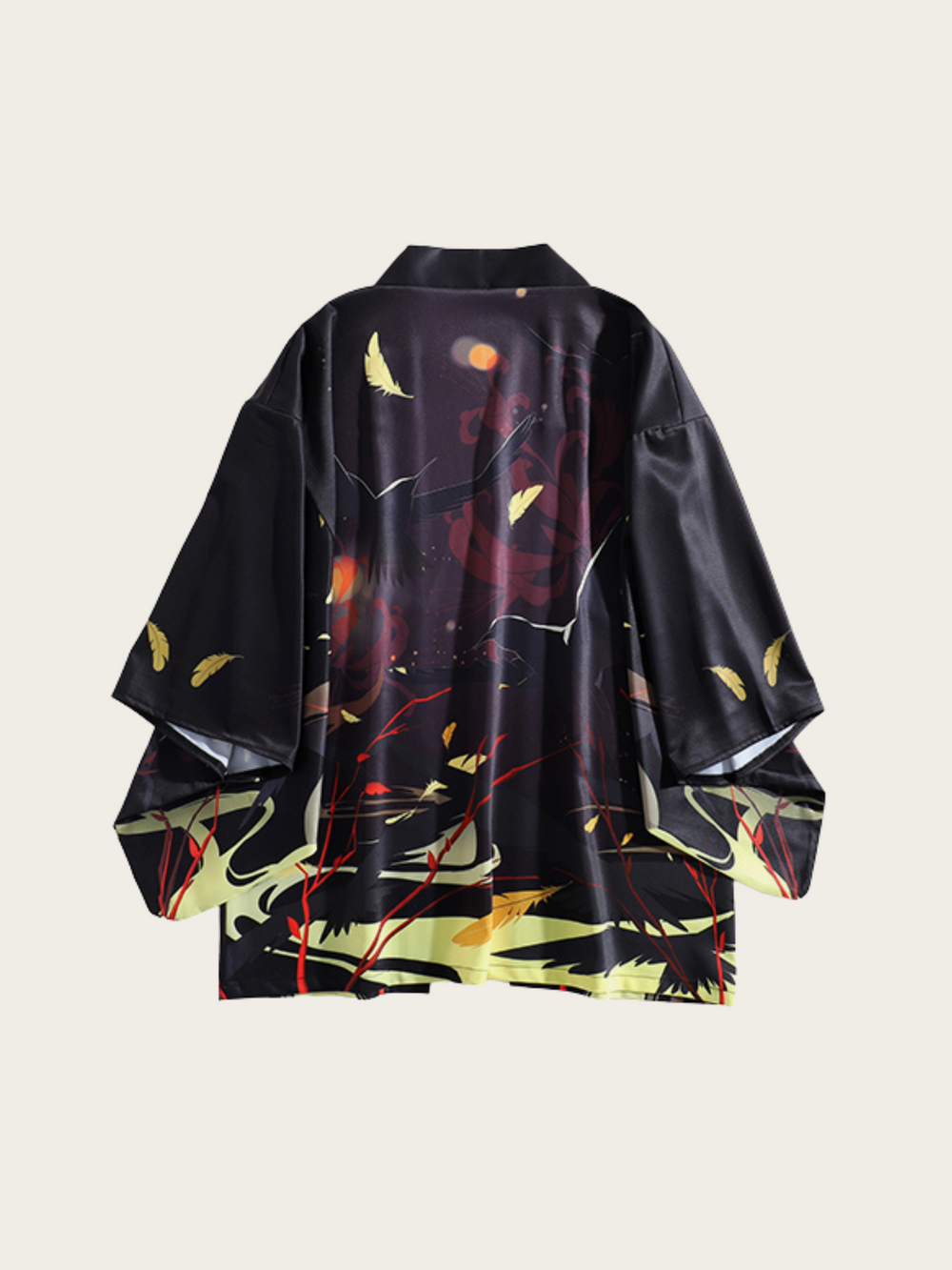 Mystic Feather Kimono Jacket – Abstract Branch & Shadow Design
