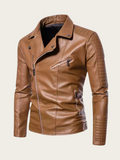 Brown leather jacket on a beige background