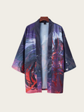 Crimson Wraith Anime Kimono Cardigan – Shadow Flame Haori