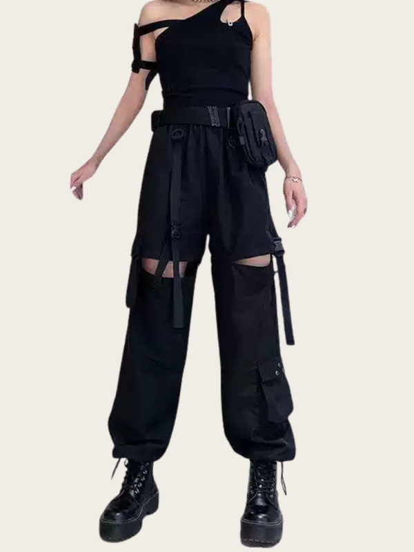 Wind Buckle Detachable Japanese Pants – Stylish Multi-Pocket Streetwear