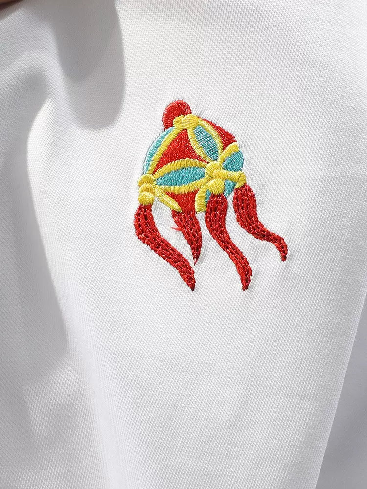 Dragon Dance Embroidery Japanese Cool T Shirt - Large