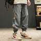 Embroidered Bear Japanese Pants - #0000ff:Blue